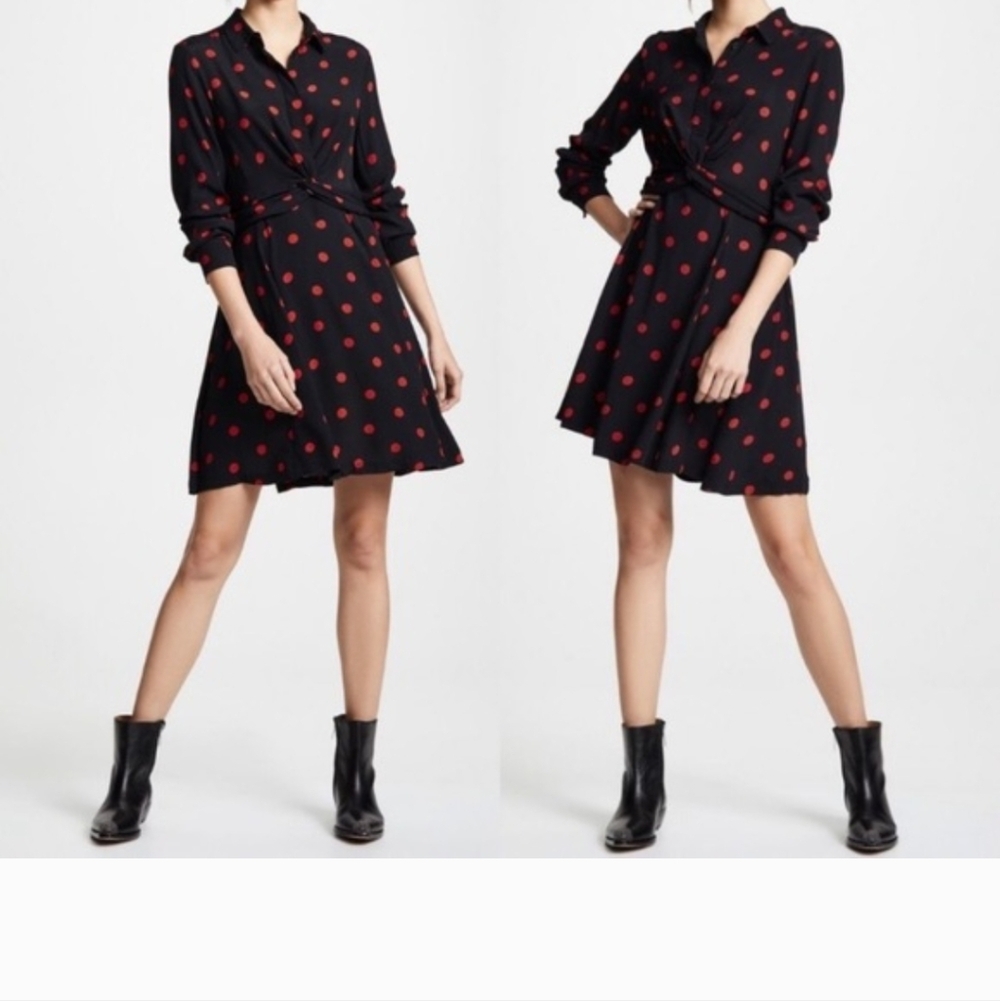 Ganni Barraccrepe Twist Polka Dot Dress